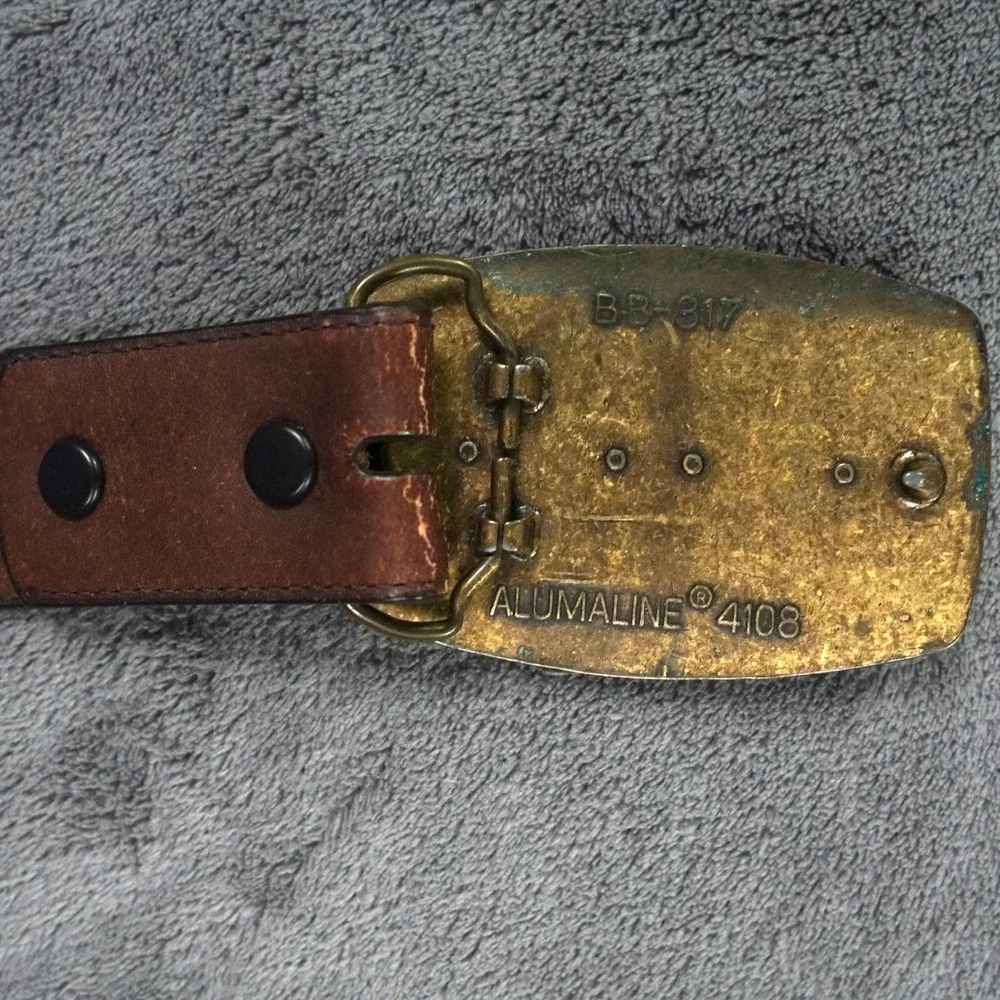 VTG Hank Williams Alumaline 4108 Belt Men 42 Brown Leather Western Country Music